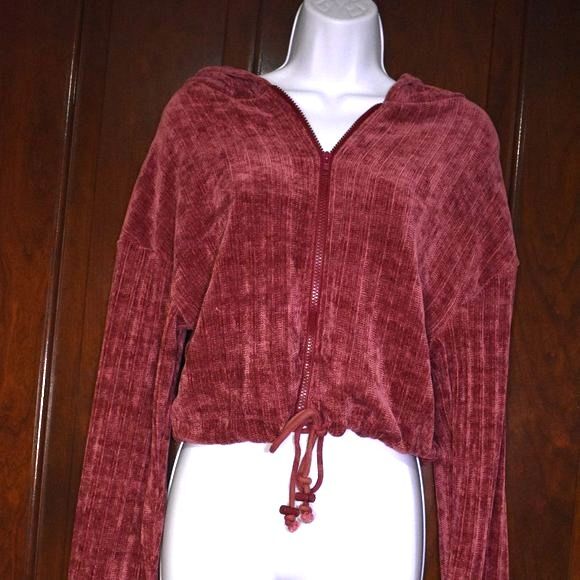 Style Rack Pink Zip-Up Cropped Hooded Sweater Jacket Size Small - Picture 2 of 13